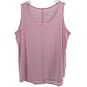 Terra & Sky Plus Size Tank Top Pink Stripe Sleeveless Casual Women's 24W 26W 3X